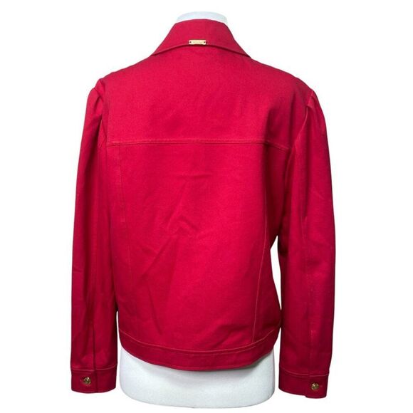 St. John Sport Red Jacket Denim Style Size Med - Picture 5 of 6